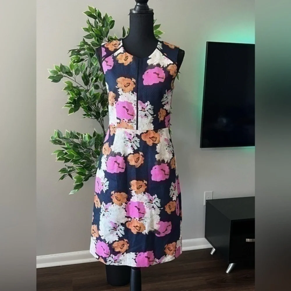 J. Crew Portfolio Shift Dress Navy Petunia Print